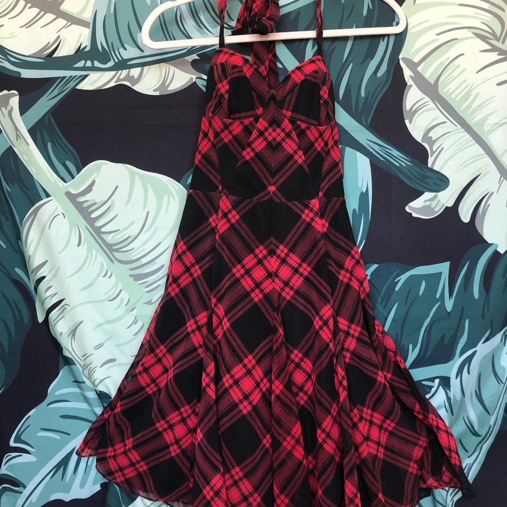 Betsey Johnson Red Plaid Halter Dress